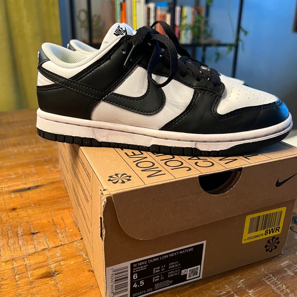 Nike dunk low black and white - 6W or 4.5Y